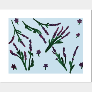 Lavender Painting with blue background Posters and Art